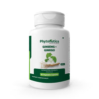 Ginseng + Ginkgo Biloba 400mg - Supports Cognitive Health, Improves Cardiovascular Health, Manage Stress and Anxiety - (60 Veg. Capsules) (Pack of 1)
