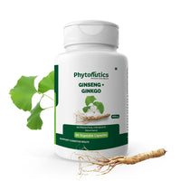 Ginseng + Ginkgo Biloba 400mg - Supports Cognitive Health, Improves Cardiovascular Health, Manage Stress and Anxiety - (60 Veg. Capsules) (Pack of 1)